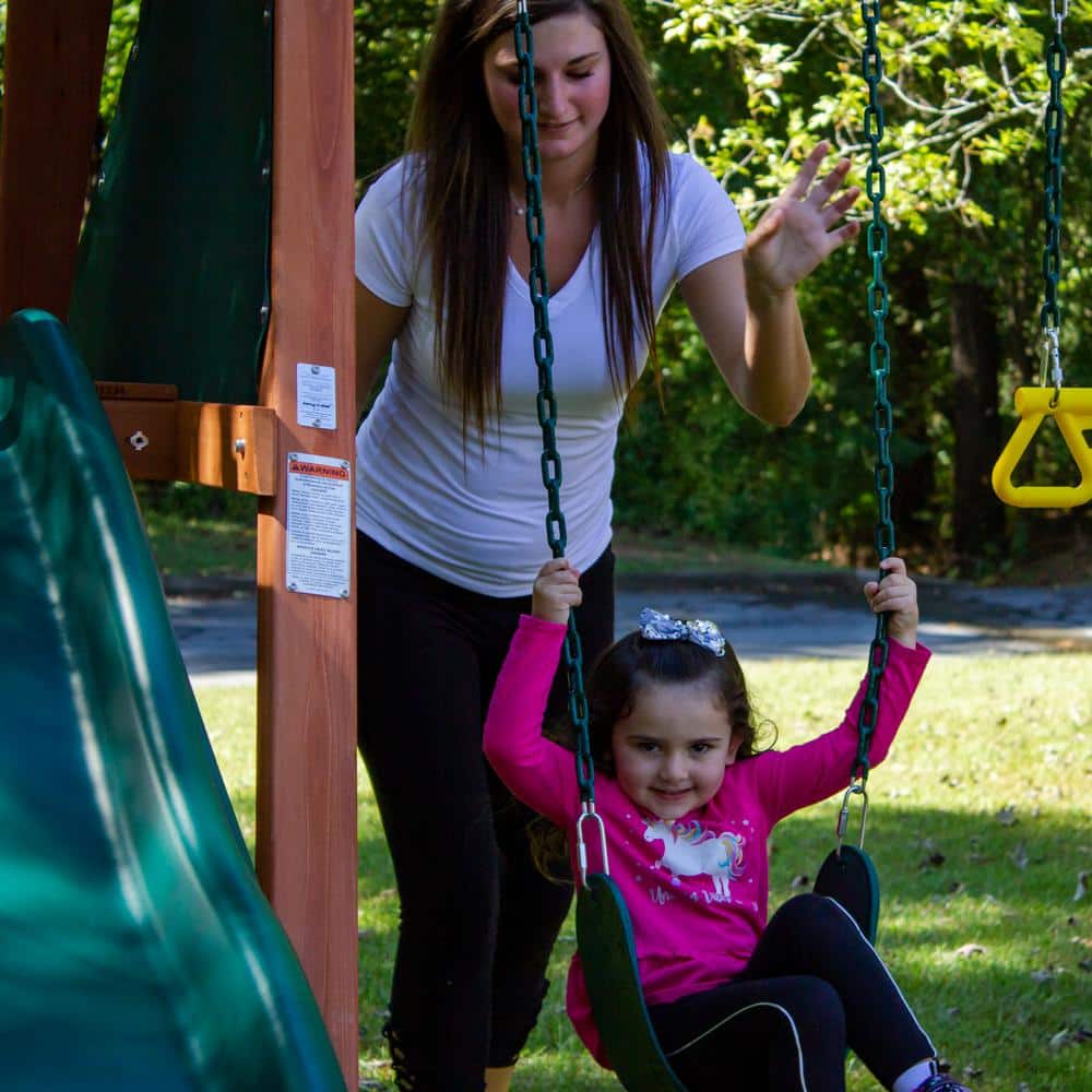 Ranger Plus Cedar Wooden Swing Set with Slide and Climbing Wall
