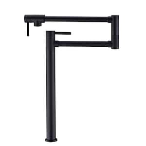Deck Mount Pot Filler Faucet with 20 in. Extended Jointed Spout in Matte Black