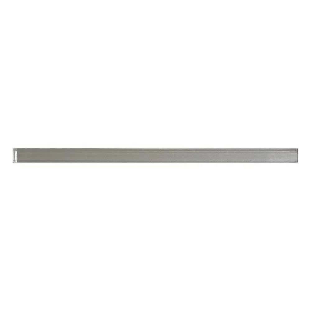 Apollo Tile Glacier 0.6 in. x 12 in. Light Gray Glass Glossy Pencil ...