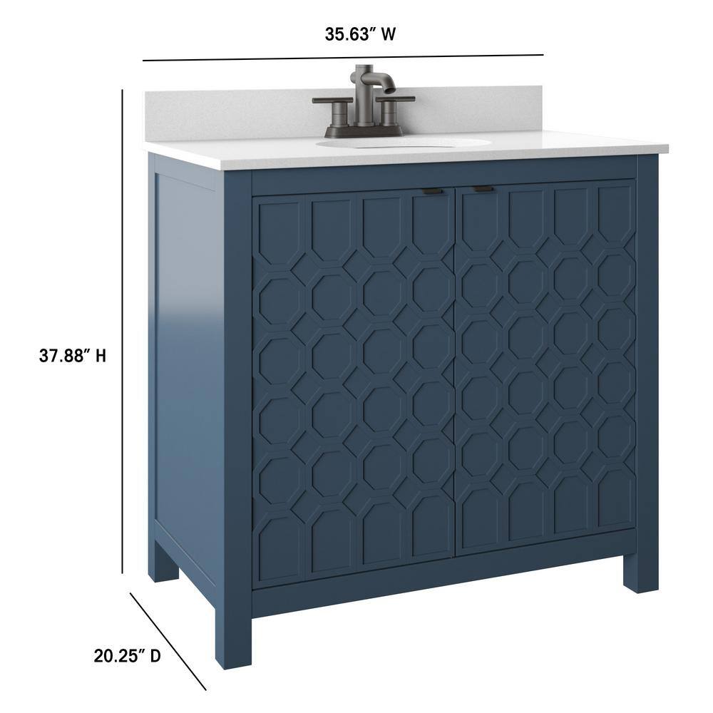 Franklin Blue MDF Single Vanity with White Ceramic Sink