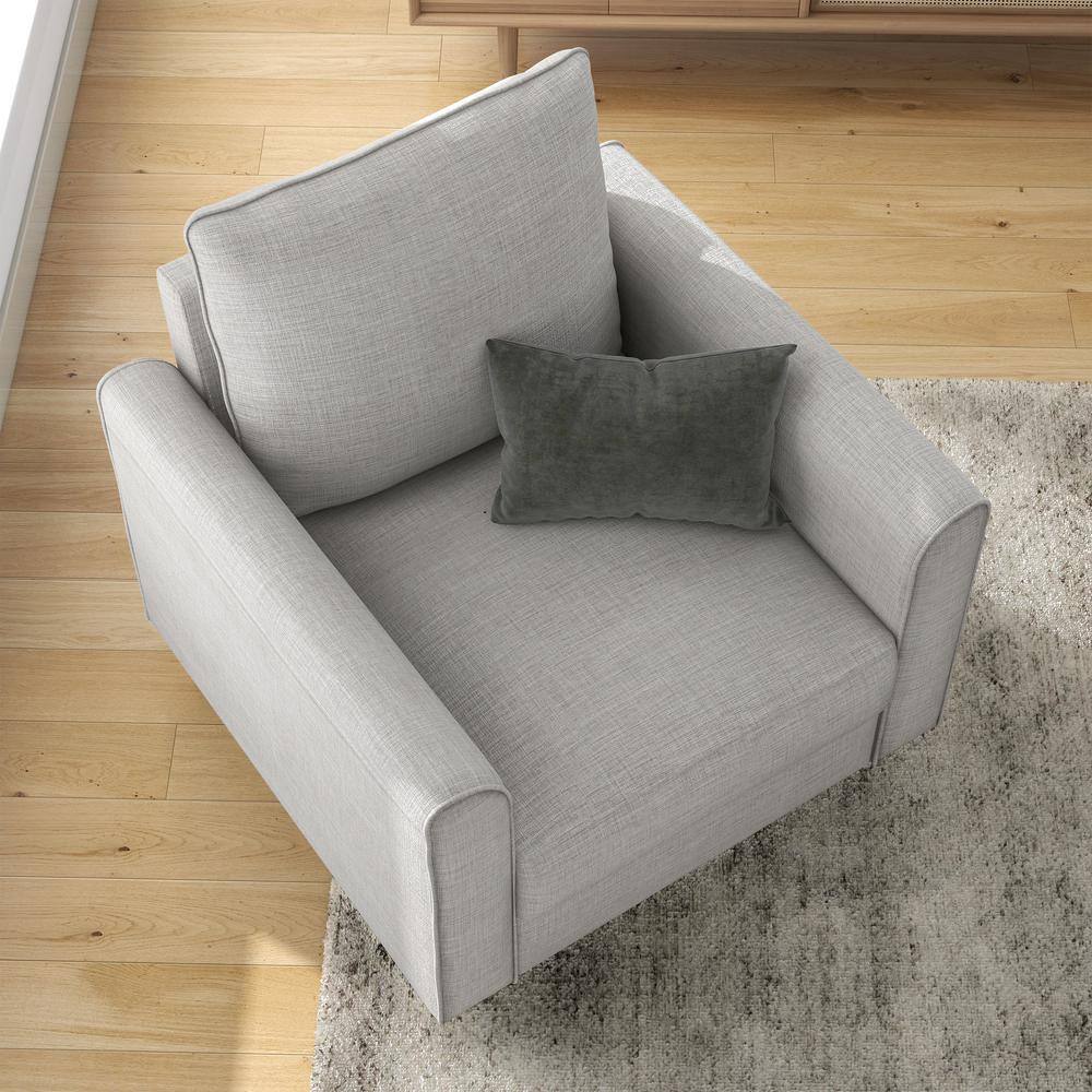 Jorden Light Gray Polyester Upholstered Accent Chair with Dark Wood Legs