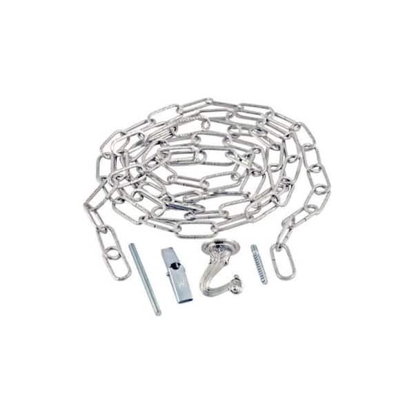10 ft. Hammered Oval Nickel Decorative Chain with Toggle Bolt and Decorative Ceiling Hook