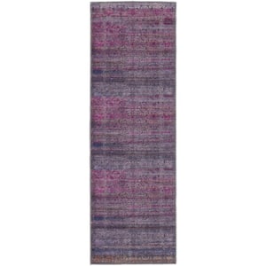3 X 8 Pink And Purple Floral Area Rug