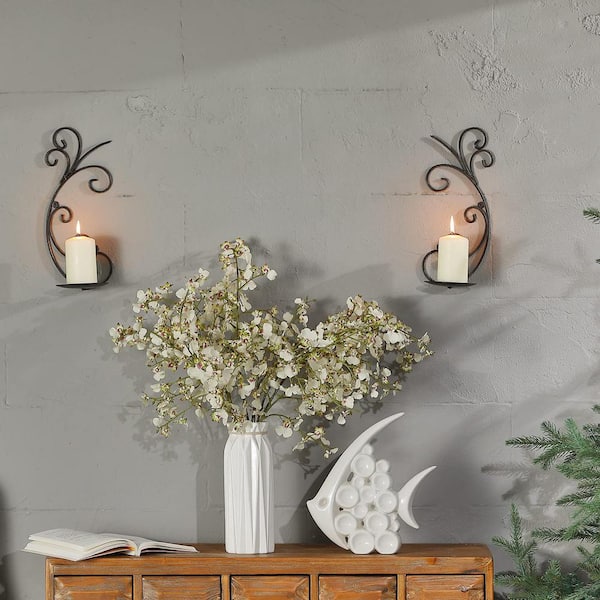 Set of 2 Metal Wall Candle Holder, Candle Sconces Wall Decor