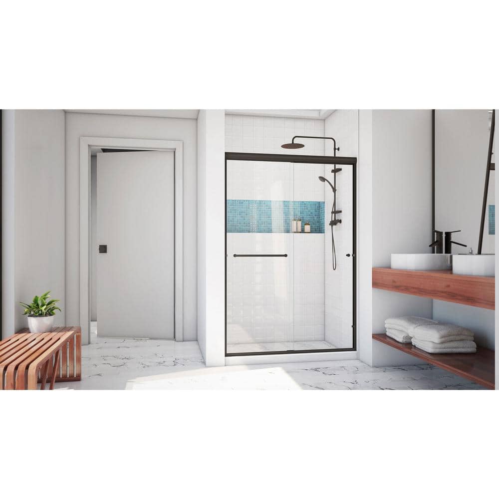 Alliance Pro LT 48" Oil Rubbed Bronze and Clear Glass Sliding Shower Door