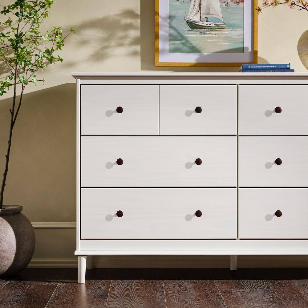 Classic Mid-Century Modern Caramel 6-Drawer 57 in. Solid Wood Dresser - thumbnail 9