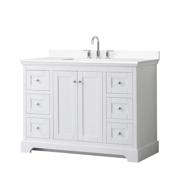 Avery 48 in. Single Freestanding White Bath Vanity with White Cultured Marble Top