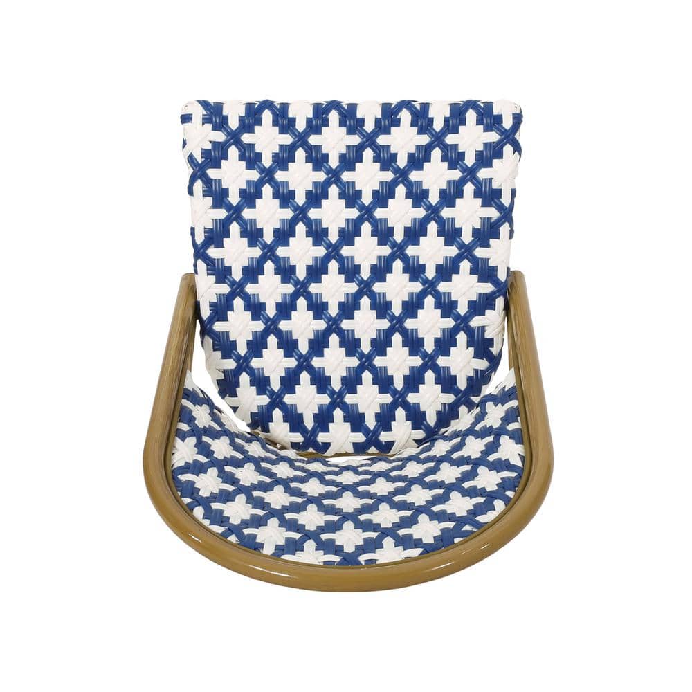 Blue and White Bamboo Print Outdoor Bistro Chair Set