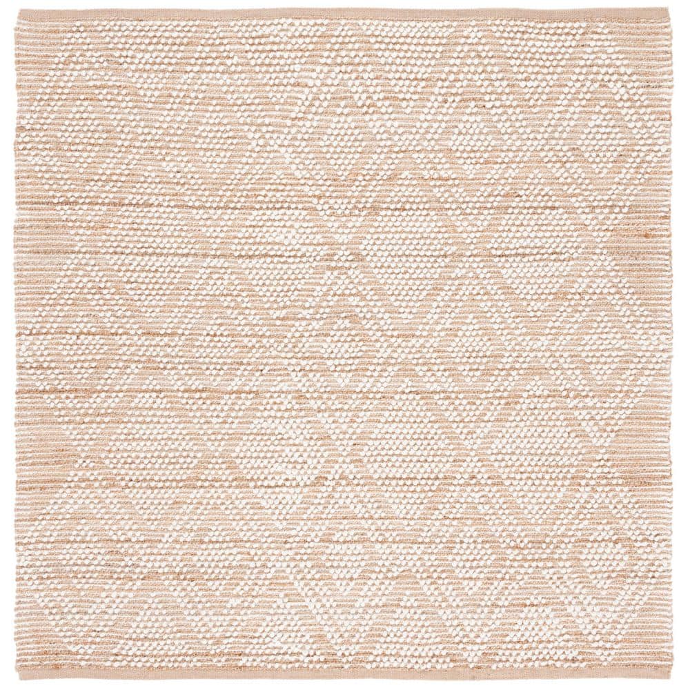 SAFAVIEH Natura 6 ft. x 6 ft. Natural/Ivory Diamond Striped High-Low ...