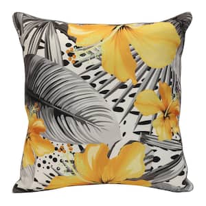 24 in. x 24 in. Sunny Citrus Outdoor Pillow Throw Pillow in White - Includes 1-Throw Pillow