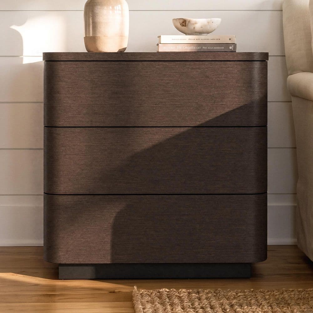 Chesof Drawer Homsee Brown 3-Drawer 31.5 in. Wide Bedroom Chest of Drawers with ...