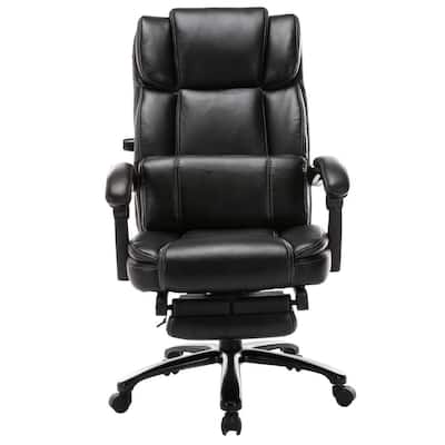 27.2 in. Width Big and Tall Black Bonded Leather Executive Chair with Adjustable Height