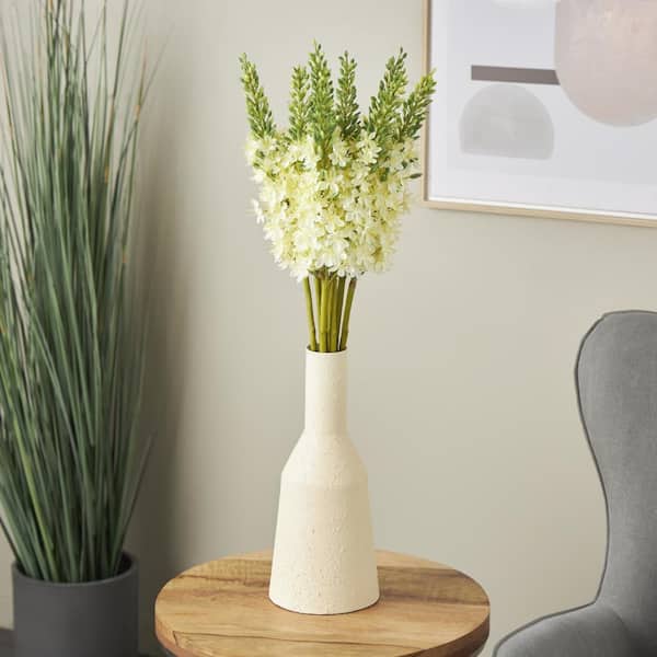 Litton Lane 34 in. Tall White Eremurus Artificial Flower Stem (Set of 8)