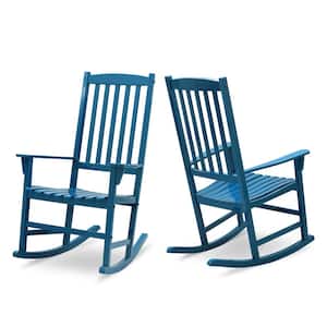 Thames Steel Blue Wood Outdoor Rocking Chair (Set Of 2)