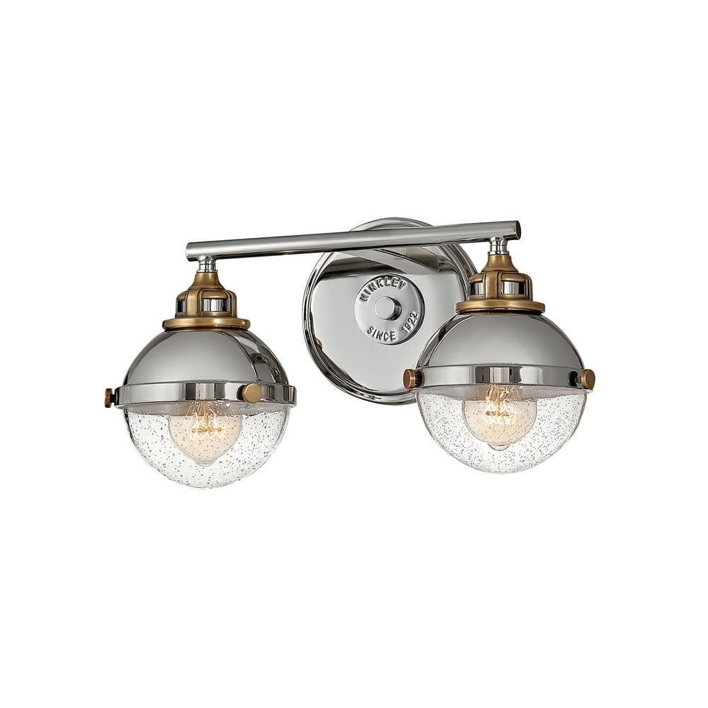 Fletcher Polished Nickel & Heritage Brass 2-Light Vanity Sconce
