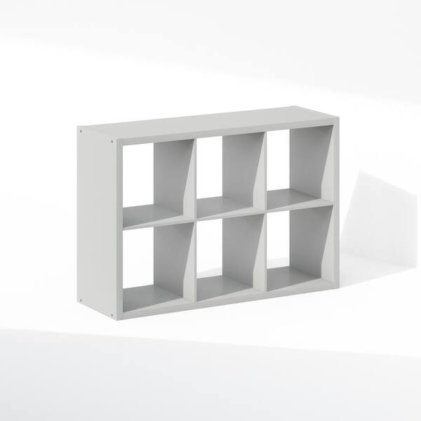 Furinno Cubic 43.78 in. Tall Light Grey Wood 6-Cube Bookcase