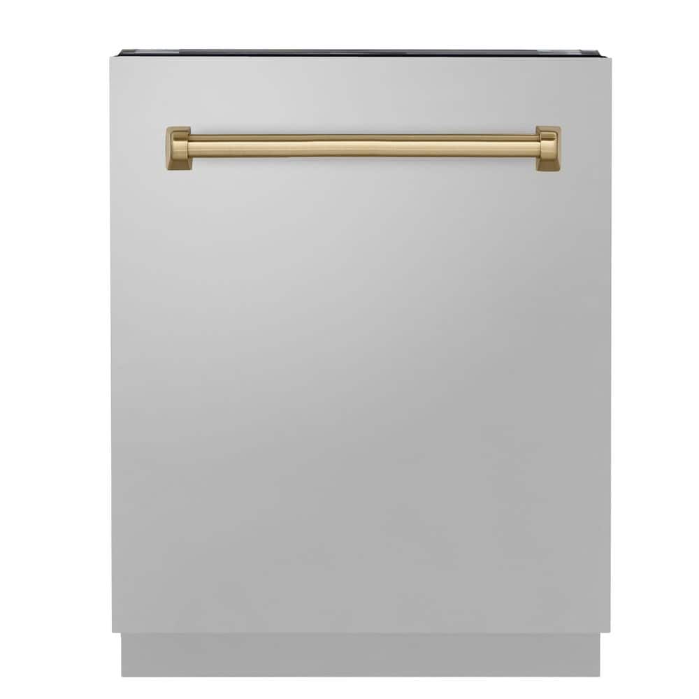 Autograph Edition 24 in. Top Control 8-Cycle Tall Tub Dishwasher with 3rd Rack in Stainless Steel &amp; Champagne Bronze