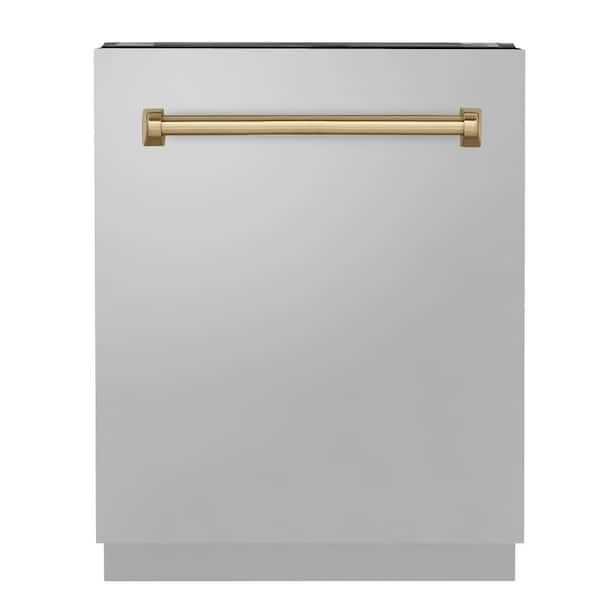 Autograph Edition 24 in. Top Control 8-Cycle Tall Tub Dishwasher with 3rd Rack in Stainless Steel & Champagne Bronze