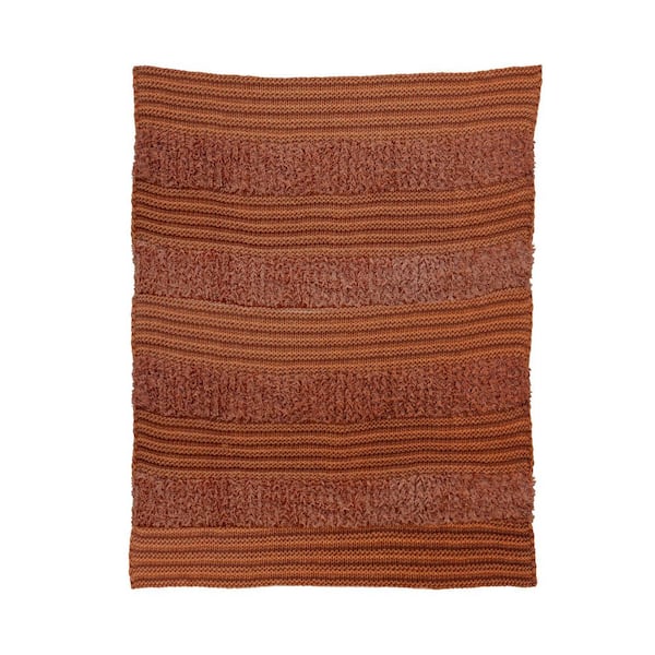 Plush Knit Rust Polyester Throw Blanket