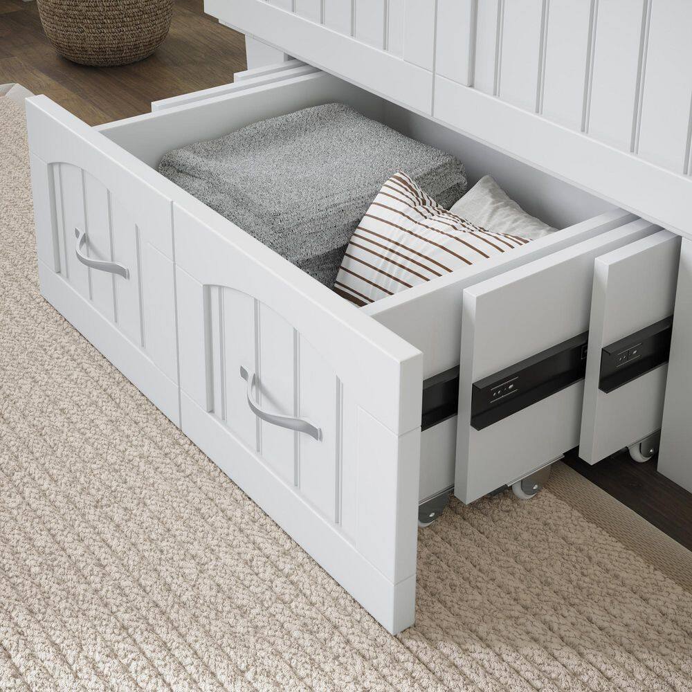 Nantucket White Twin Murphy Bed Chest with Storage Drawers