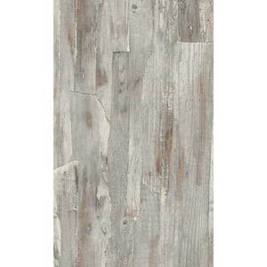 Eggshell White Aesthetic Distressed Wood Printed Non-Woven Paper Non Pasted Textured Wallpaper 57 Sq. Ft.
