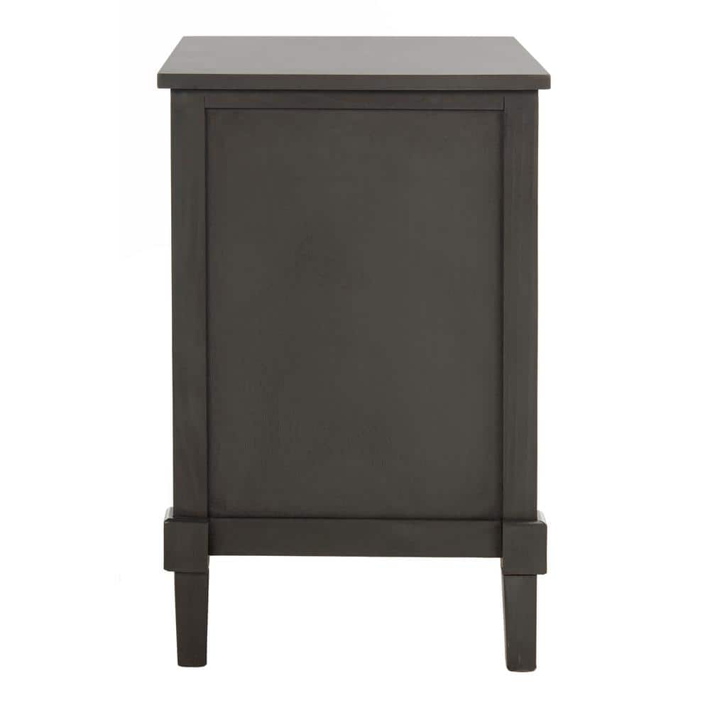 Transitional Gray Pine Wood Storage Side Table with Drawer
