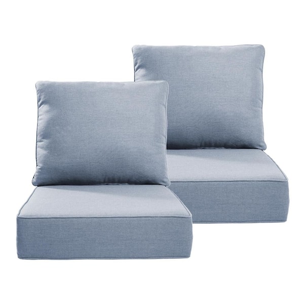 24 inch x 21 inch-4 Piece Replacement Outdoor Lounge Chair, Sectional, Couch Cushion in Light Blue