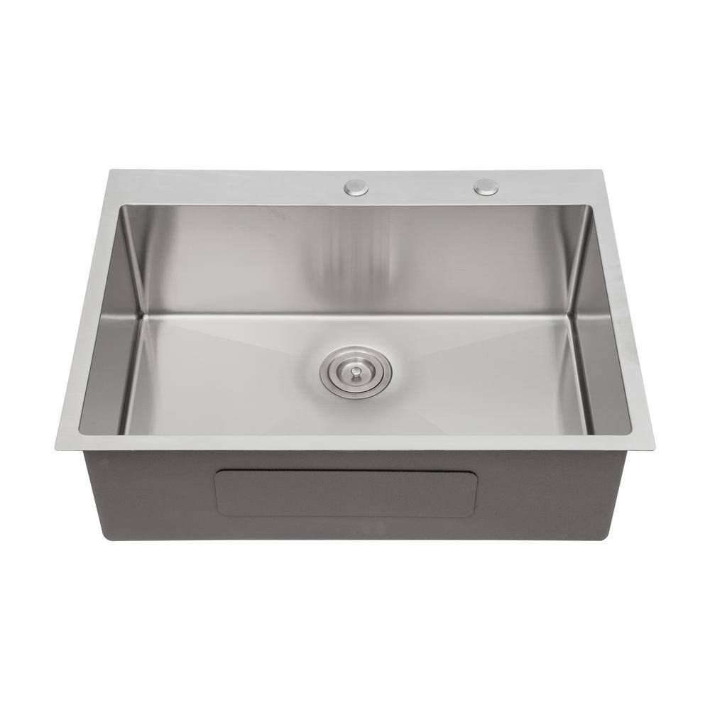 33 in. Drop-In Single Bowl 16-Gauge T304 Stainless Steel Kitchen Sink with 