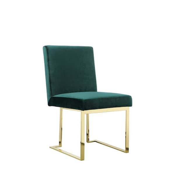 Benjara Green and Gold Velvet Metal Frame Dining Chair (Set of 2)
