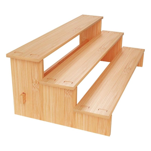 3 Tiered Bamboo Spice Rack Organizer for Cabinet and Pantry Storage Durable Eco-Friendly Kitchen Solution