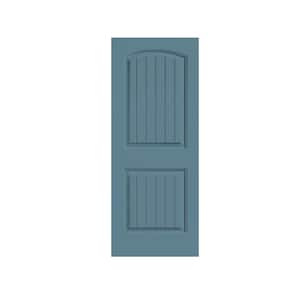 Elegant 18 in. x 80 in. 2 Panel Dignity Blue Stained Composite MDF Camber Top Interior Barn Door Slab