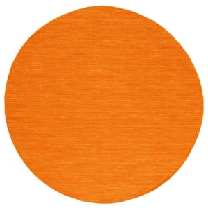 Kilim Orange 6 ft. x 6 ft. Solid Color Round Area Rug