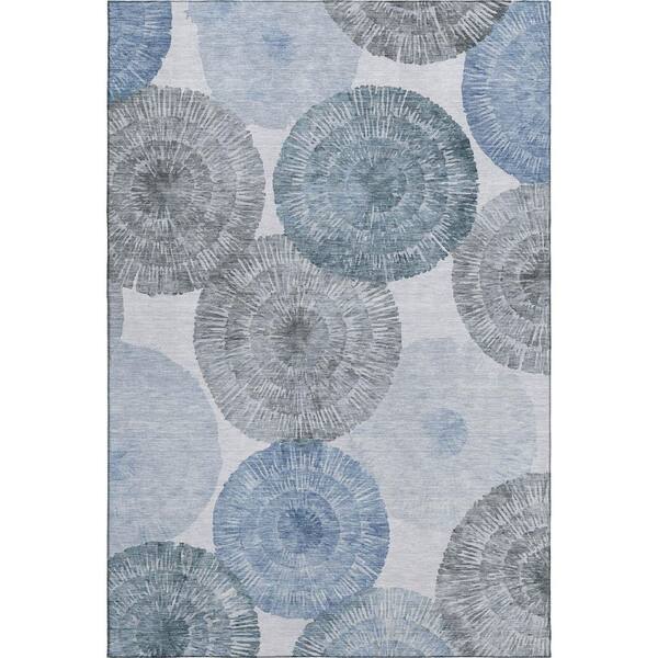 Mayfield Premium Machine Washable Abstract AMF2351 Denim 10 ft. x 14 ft. Area Rug