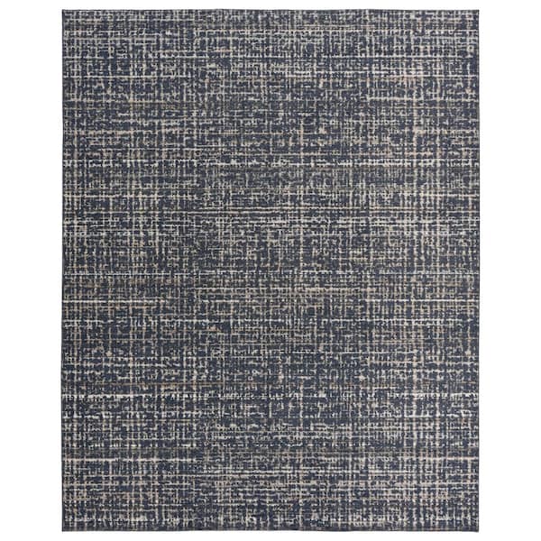 Rumba 8 ft. x 10 ft. Slate Blue/Earth Tone Plush Modern Abstract Area Rug