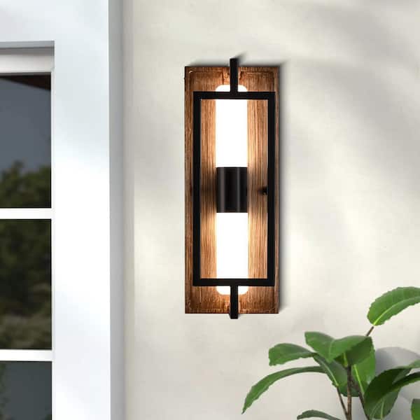 Oaks Aura Ombra 4.72 in. 2-Light Matte Black Modern Farmhouse Wall Sconce, Intergrated LED Industrial Minimalist Vanity Light