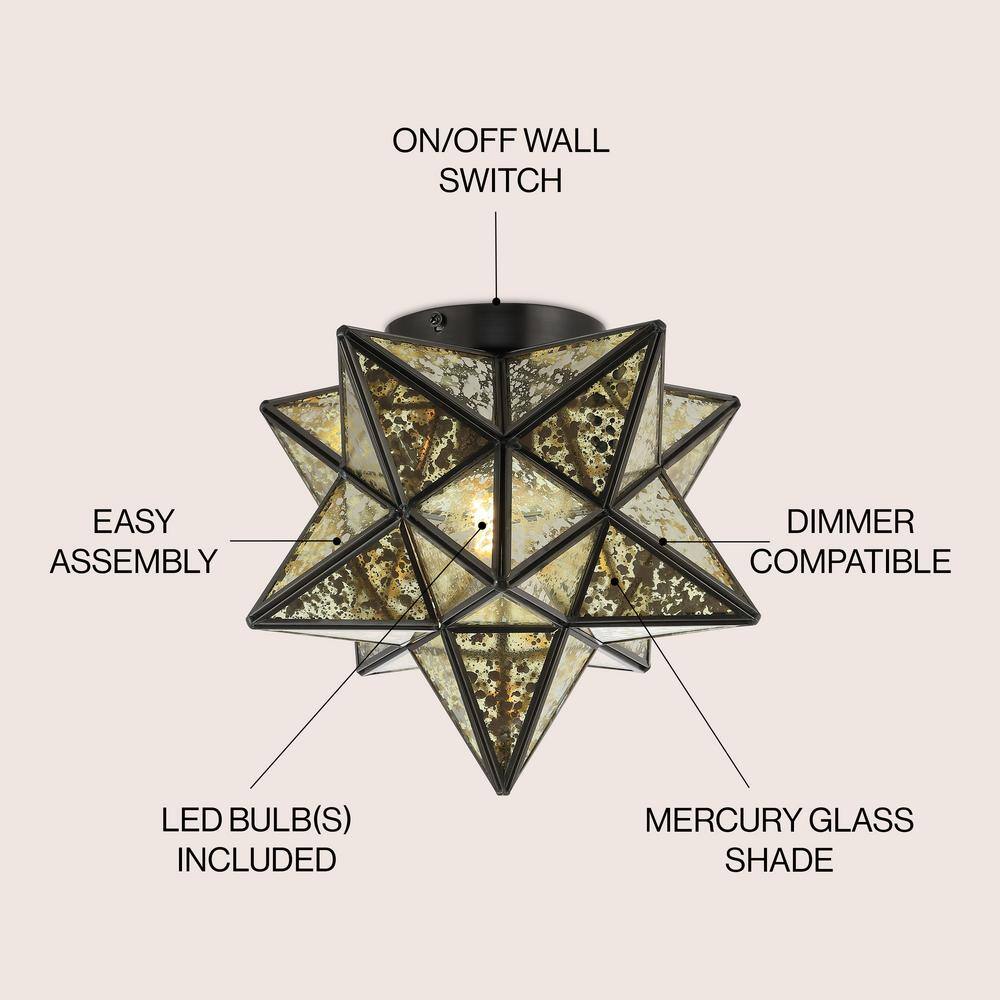Stella 12" Moravian Star LED Flush Mount in Oil Rubbed Bronze