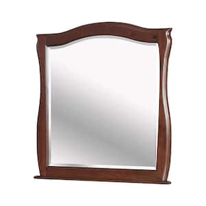 Large Irregular Dark Walnut Beveled Glass Classic Mirror (41.5 in. H x 40 in. W)