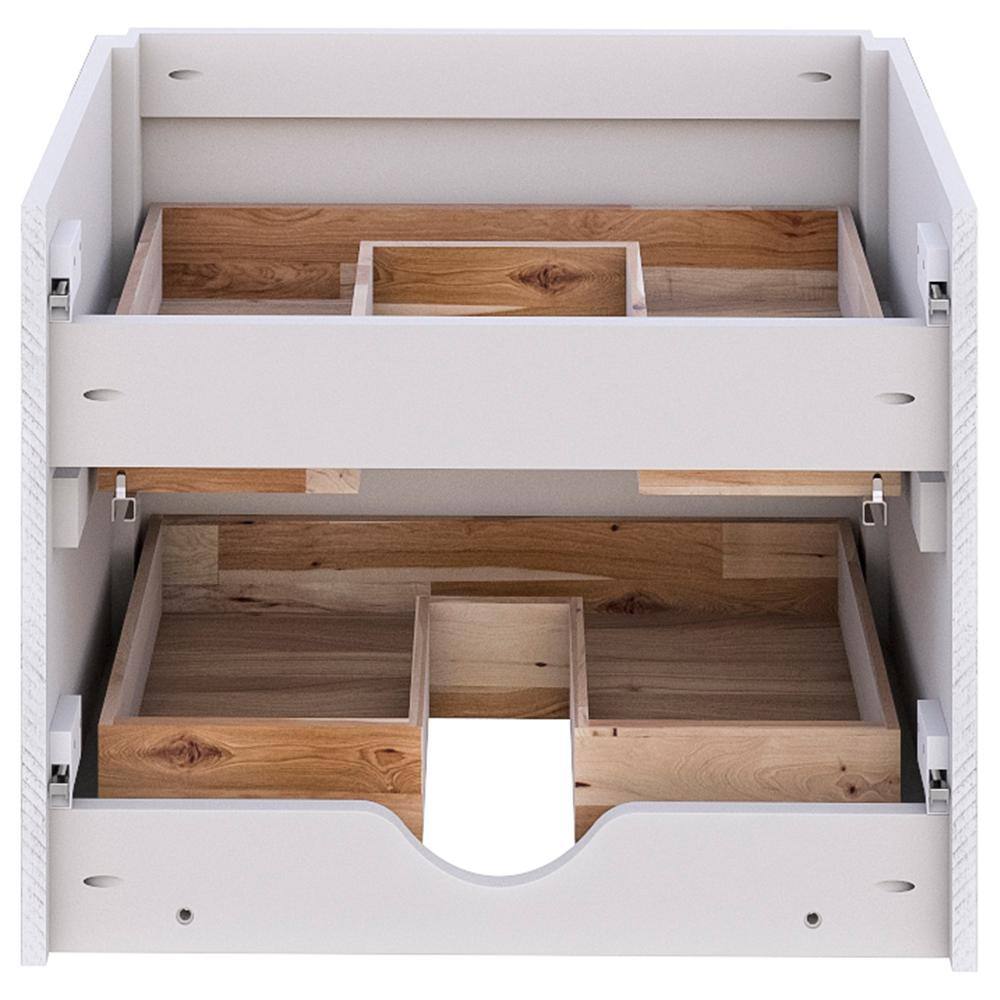 Rustic White Acacia Wood Wall-Mount Single Sink Vanity Base