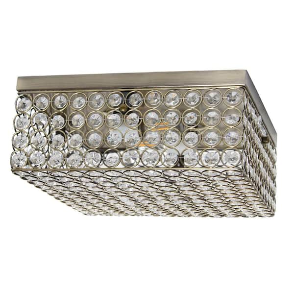 Elegant Designs Elipse 12 in. 2-Light Antique Square Flush Mount