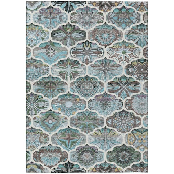 Addison Rugs Chantille Machine Washable Indoor/Outdoor Abstract ACN2257 Teal 9 ft. x 12 ft. Area Rug