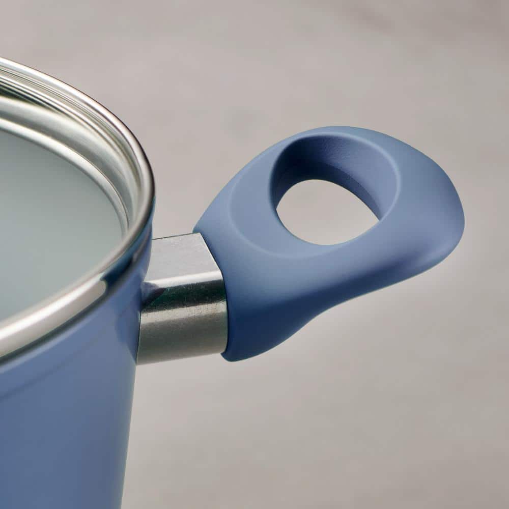 14-Piece Blue Aluminum Ceramic Nonstick Cookware Set with Utensils