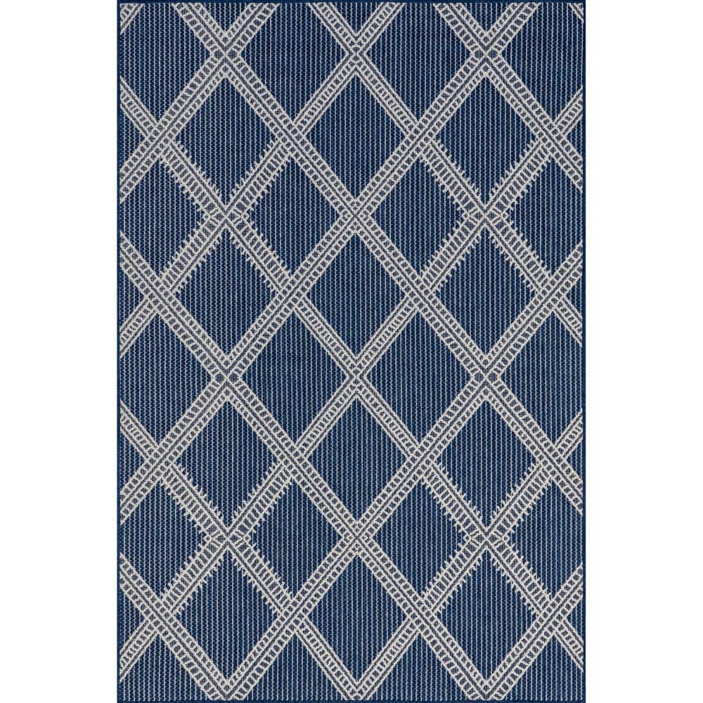 nuLOOM Naya Moroccan Trellis Navy 8 ft. x 10 ft. Indoor/Outdoor