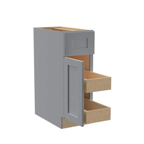 Home Decorators Collection Newport 12 in. W x 24 in. D x 34.5 in. H Assembled Plywood Base Kitchen Cabinet in Pearl Gray with 2ROT Soft Close LH