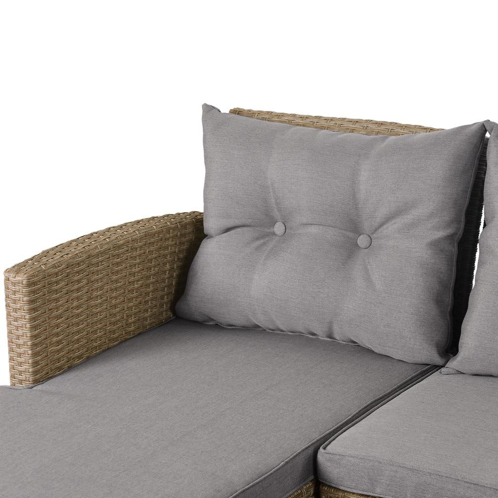 Gray and Brown 4-Piece Steel Frame Patio Sofa Set