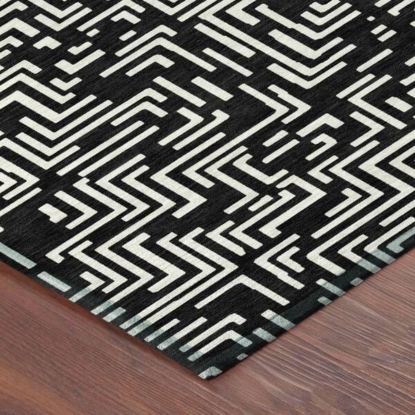 Chantille Machine Washable Indoor/Outdoor Abstract ACN2664 Black 10 ft. x 14 ft. Area Rug