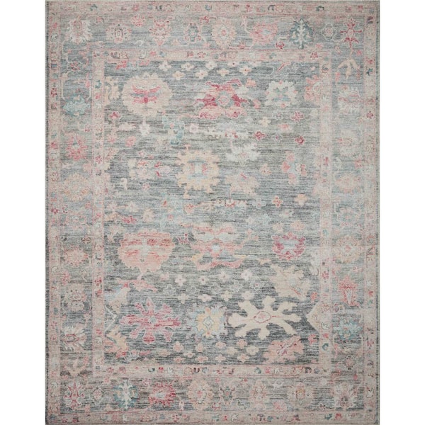 LOLOI II Elysium Graphite/Multi 2 ft. 6 in. x 9 ft. 6 in. Runner Printed Vintage Botanical Area Rug