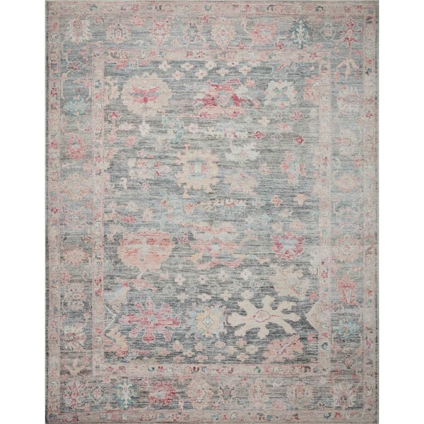 Loloi Rugs Elysium Graphite/Multi 7 ft. 10 in. x 7 ft. 10 in. Round Printed Vintage Botanical Area Rug