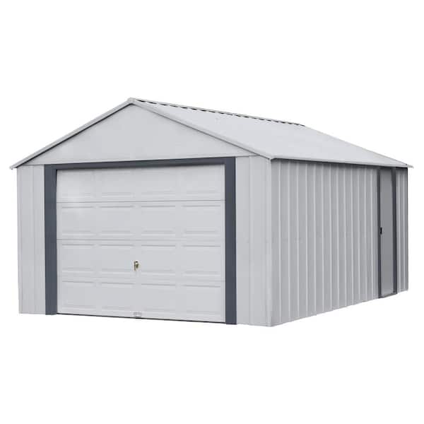 Arrow Murry hill 12 ft. W x 17 ft. D 2-Tone Gray Steel Garage and Storage Building with Side Door and High-Gable Roof