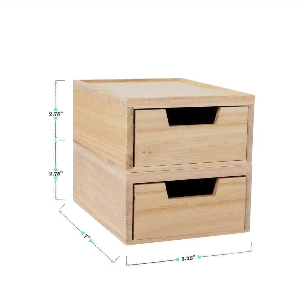 Light Natural Paulownia Wood Stackable Storage Boxes with Drawers
