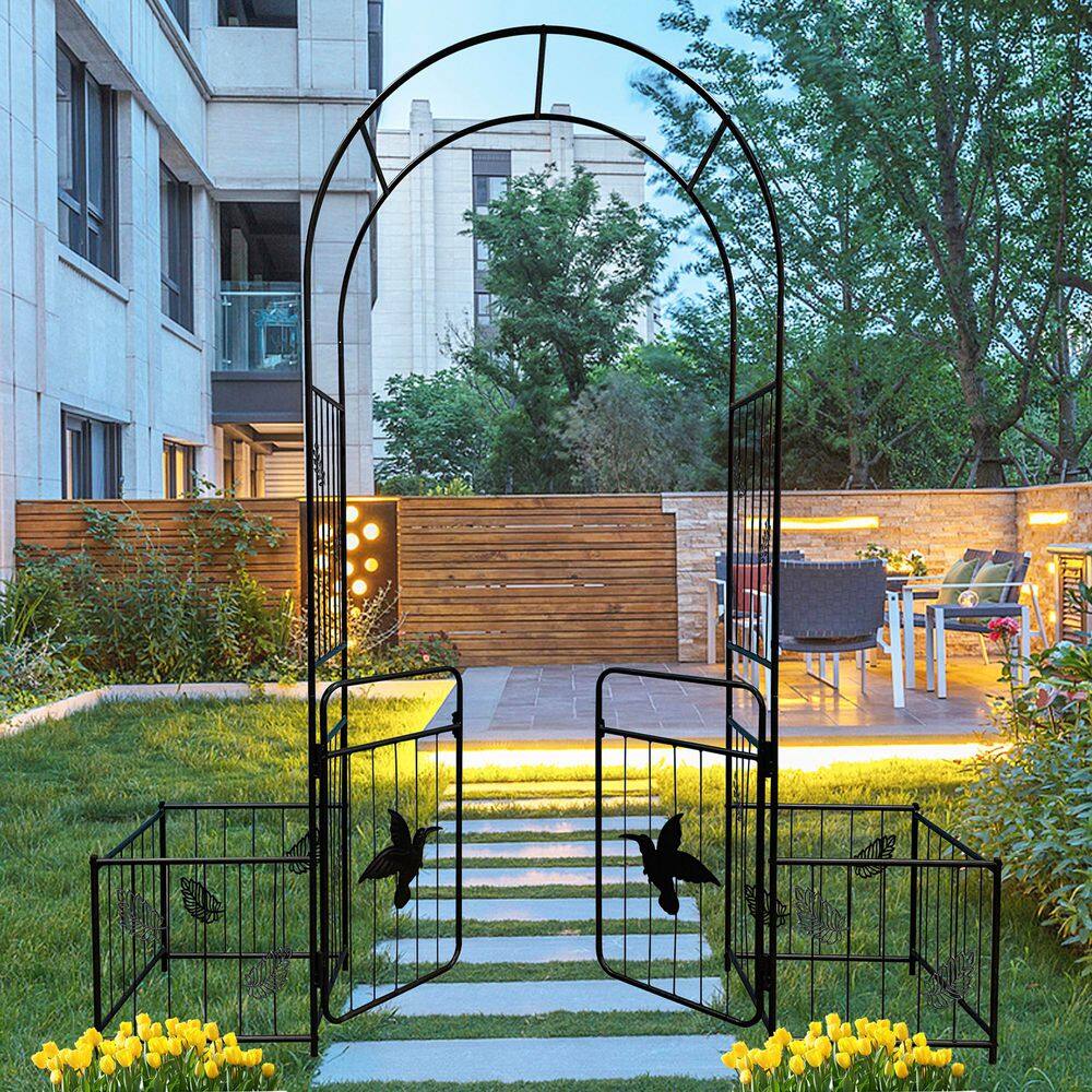 87 in. Black Metal Garden Arch Arbor Trellis with Wedding Arch Party Events Archway price history on PriceWatchPro